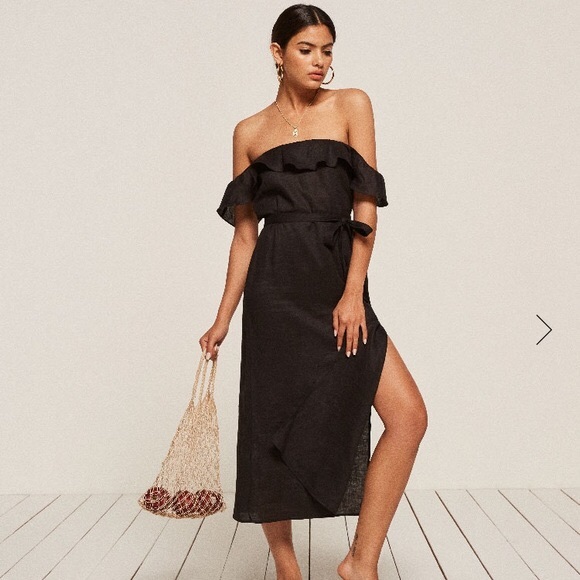 Reformation off shoulder Madrid dress - Picture 3 of 5